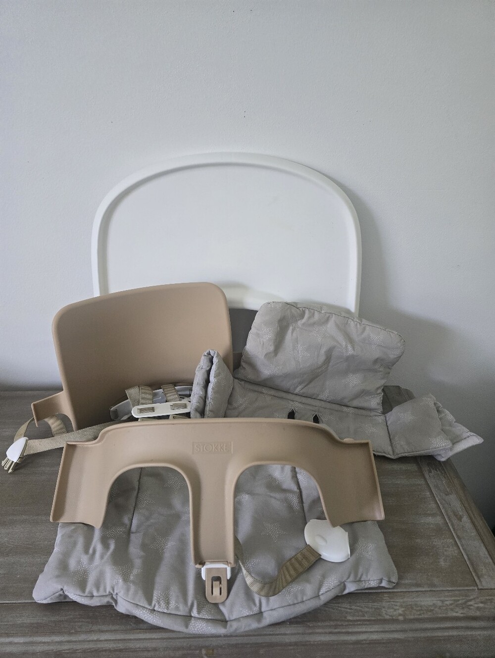 Stokke Tripp Trapp Baby Set, Tray, Harness & Cushion Set Natural/ White
